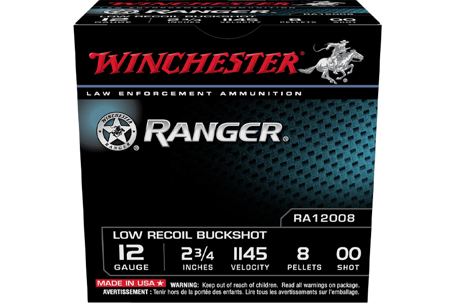WINCHESTER AMMO 12 GA 2 3/4 8 PEL. RANGER 00 BUCK 25/BOX